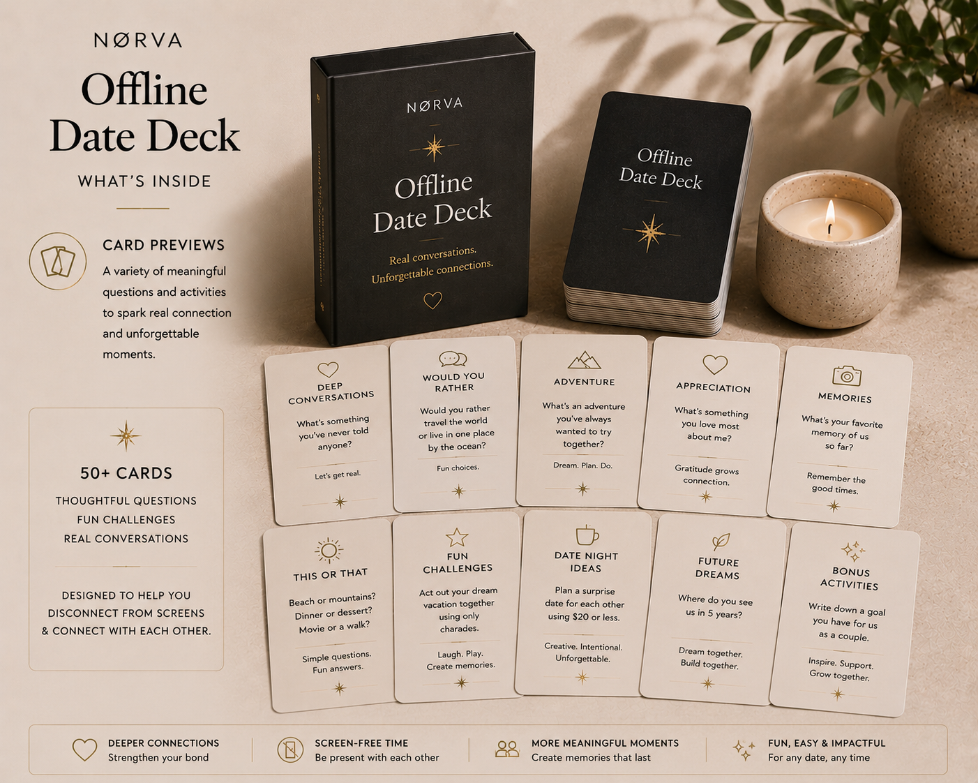 OFFLINE DATE IDEAS
Reconnect without screens.